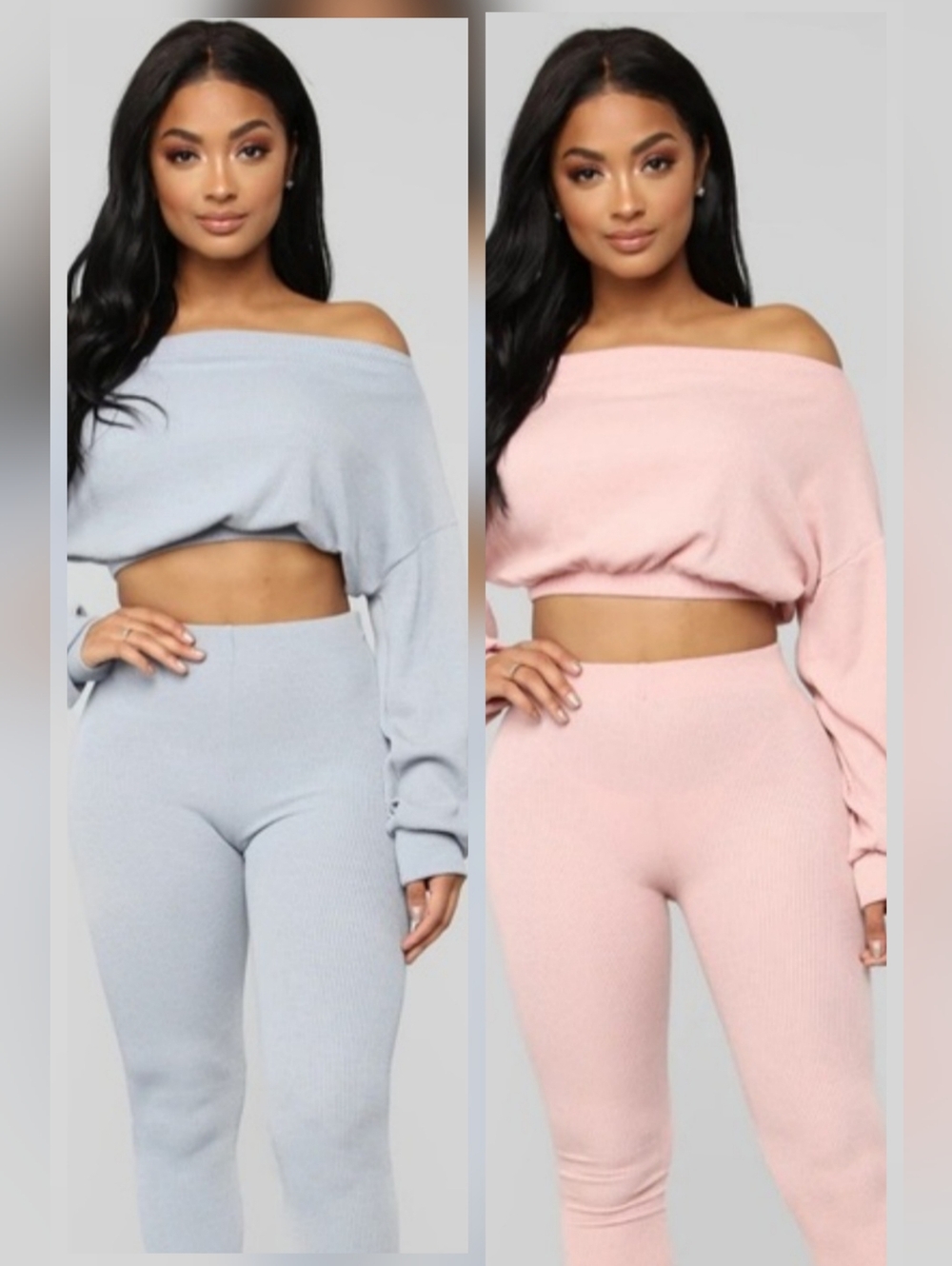 New Fashion Nova Pink And Blue Off Shoulder Co Ord Sets! Size Xs